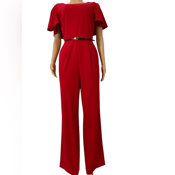 Calvin Klein Pants - New Calvin Klein red jumper romper wide leg pants set
